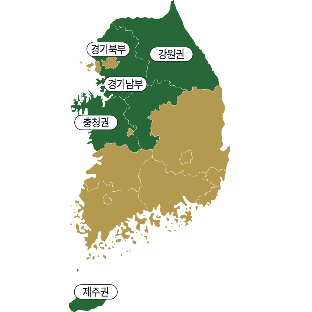 웹용 대한민국 권역 지도